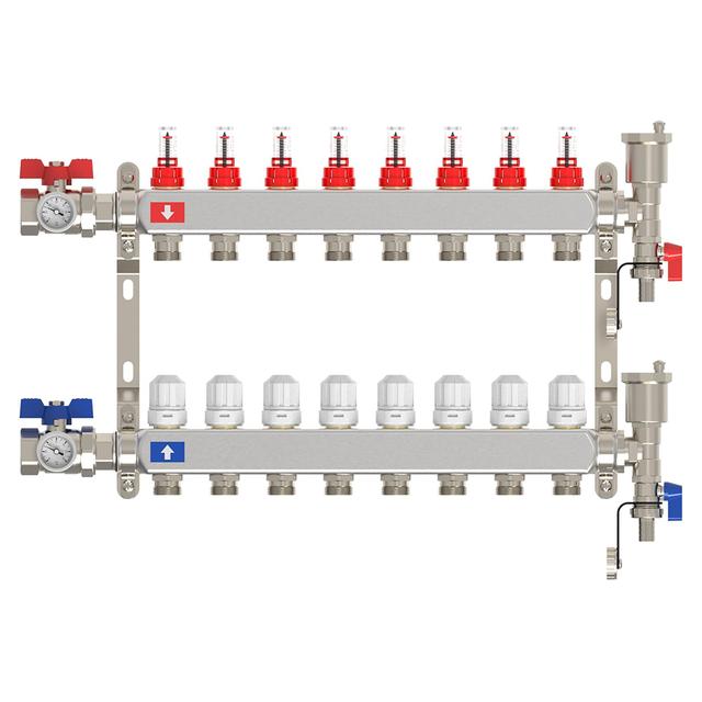 COLLETTORE PREMONTATO TECOM INOX 304 PER IMPIANTO RADIANTE INGRESSO 1'' 8 VIE 3/4'' EUROKONO | Tecnomat COLLETTORE PREMONTATO TECOM INOX 304 PER IMPIANTO RADIANTE INGRESSO 1'' 8 VIE 3/4'' EUROKONO | Tecnomat