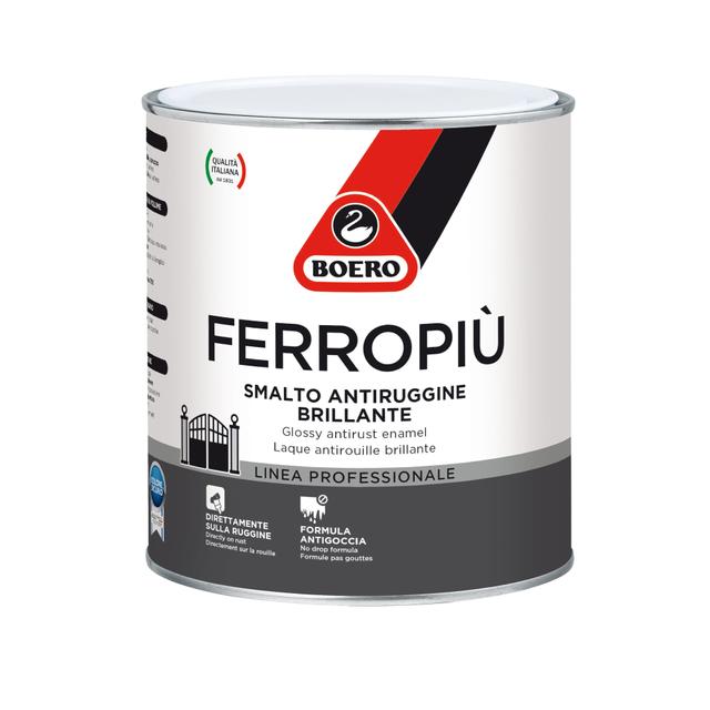 SMALTO ANTIRUGGINE BRILLANTE BOERO 0,75l FERROPIU NERO 11 - 12 m²/l PRONTO USO | Tecnomat SMALTO ANTIRUGGINE BRILLANTE BOERO 0,75l FERROPIU NERO 11 - 12 m²/l PRONTO USO - 2 | Tecnomat