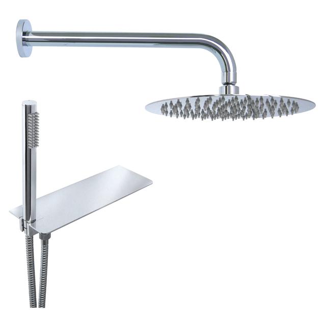 KIT DOCCIA TECOM RUBY ROUND BRACCIO 300 mm SOFFIONE Ø 200 mm CROMO PRESA ACQUA CON MENSOLA DX | Tecnomat KIT DOCCIA TECOM RUBY ROUND BRACCIO 300 mm SOFFIONE Ø 200 mm CROMO PRESA ACQUA CON MENSOLA DX | Tecnomat