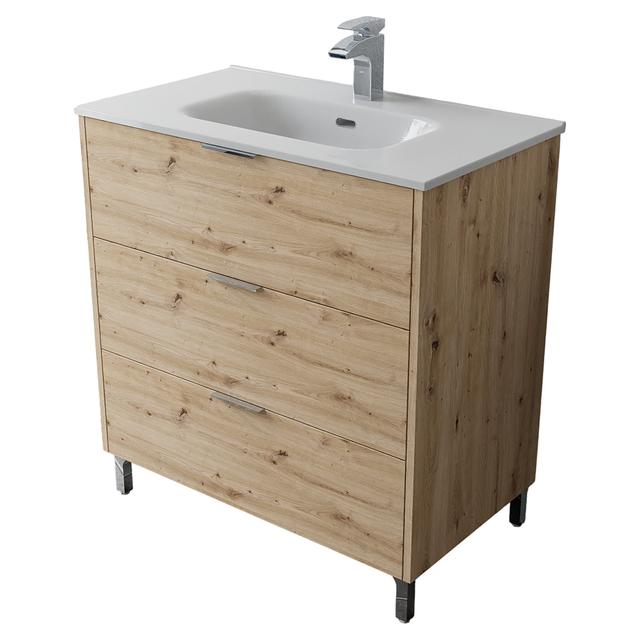 BASE CON LAVABO RIO ROVERE 3 CASSETTI 80x85x46 cm (LxHxP) SOFT CLOSE MANIGLIA ACCIAIO | Tecnomat BASE CON LAVABO RIO ROVERE 3 CASSETTI 80x85x46 cm (LxHxP) SOFT CLOSE MANIGLIA ACCIAIO - 2 | Tecnomat