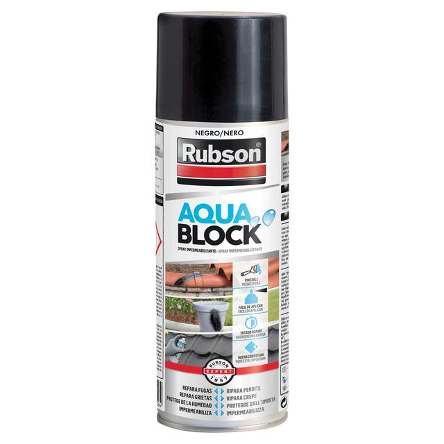 IMPERMEABILIZZANTE RUBSON AQUABLOCK NERO SPRAY 300 ml VERNICIABILE PER SUPERFICI ESTERNE | Tecnomat IMPERMEABILIZZANTE RUBSON AQUABLOCK NERO SPRAY 300 ml VERNICIABILE PER SUPERFICI ESTERNE - 2 | Tecnomat