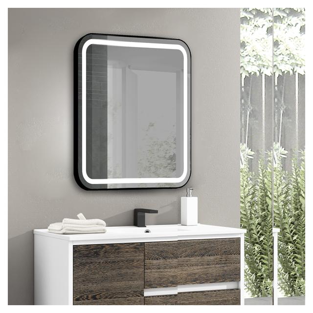 SPECCHIO OLEK 60x80 cm CORNICE NERA RETROILLUMINATO REVERSIBILE STRIP LED 26 W LUCE FREDDA | Tecnomat SPECCHIO OLEK 60x80 cm CORNICE NERA RETROILLUMINATO REVERSIBILE STRIP LED 26 W LUCE FREDDA | Tecnomat