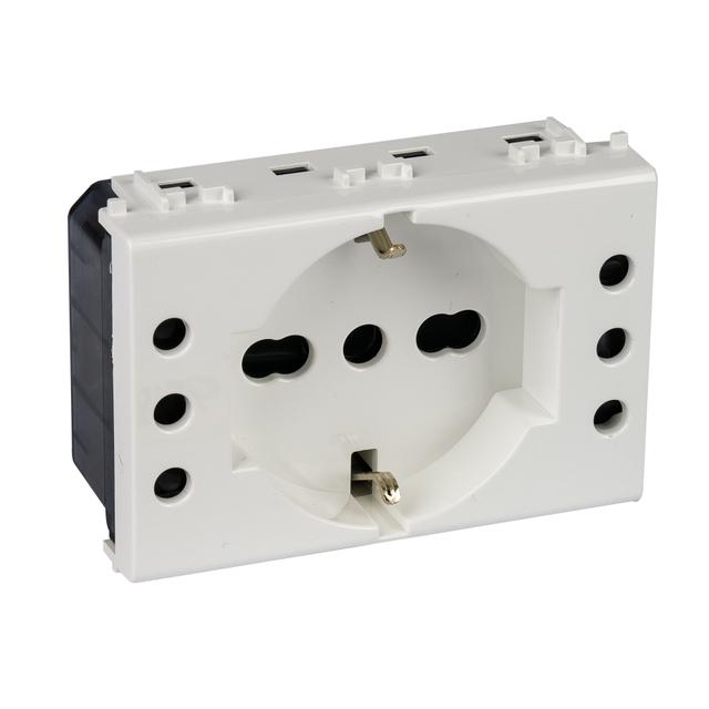 PRESA 4BOX SCHUKO CON 2 PRESE 10A COMPATIBILE VIMAR PLANA 4BP503.V14 | Tecnomat PRESA 4BOX SCHUKO CON 2 PRESE 10A COMPATIBILE VIMAR PLANA 4BP503.V14 | Tecnomat