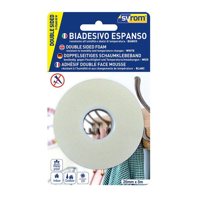 NASTRO BIADESIVO FOAM H 25 mm x L 5 m A FORTE PRESA | Tecnomat NASTRO BIADESIVO FOAM H 25 mm x L 5 m A FORTE PRESA | Tecnomat