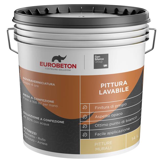 PITTURA LAVABILE EUROBETON SANMARCO 14 l BIANCO 5-6 m² CON 1 l A 2 MANI | Tecnomat PITTURA LAVABILE EUROBETON SANMARCO 14 l BIANCO 5-6 m² CON 1 l A 2 MANI | Tecnomat