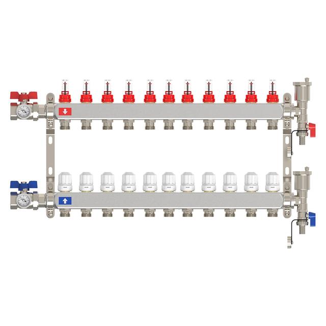 COLLETTORE PREMONTATO TECOM INOX 304 PER IMPIANTO RADIANTE INGRESSO 1'' 11 VIE 3/4'' EUROKONO | Tecnomat COLLETTORE PREMONTATO TECOM INOX 304 PER IMPIANTO RADIANTE INGRESSO 1'' 11 VIE 3/4'' EUROKONO | Tecnomat