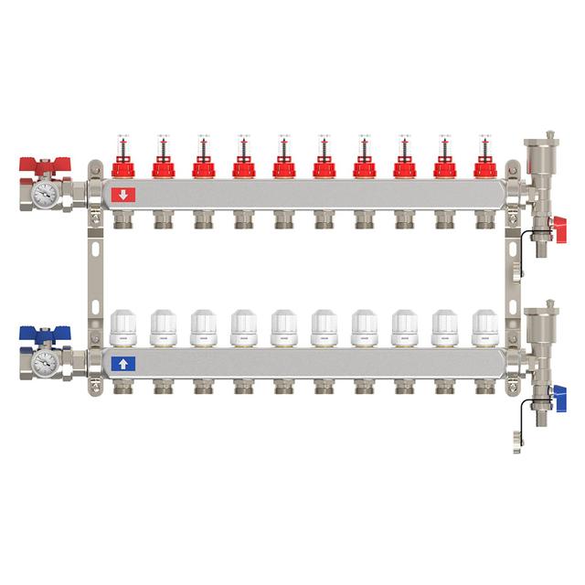 COLLETTORE PREMONTATO TECOM INOX 304 PER IMPIANTO RADIANTE INGRESSO 1'' 10 VIE 3/4'' EUROKONO | Tecnomat COLLETTORE PREMONTATO TECOM INOX 304 PER IMPIANTO RADIANTE INGRESSO 1'' 10 VIE 3/4'' EUROKONO | Tecnomat