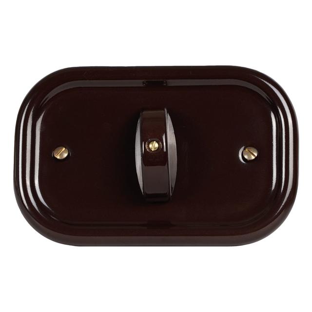 PLACCA OVALE CERAMICA 125x81 mm MARRONE CON INTERRUTTORE DEVIATORE 10A 250V PER SCATOLA 503 | Tecnomat PLACCA OVALE CERAMICA 125x81 mm MARRONE CON INTERRUTTORE DEVIATORE 10A 250V PER SCATOLA 503 - 2 | Tecnomat