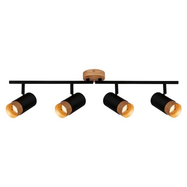 BARRA BRILONER PLEK 4 LUCI 4xGU10 FINO 9W METALLO NERO E LEGNO ORIENTABILE | Tecnomat BARRA BRILONER PLEK 4 LUCI 4xGU10 FINO 9W METALLO NERO E LEGNO ORIENTABILE - 2 | Tecnomat