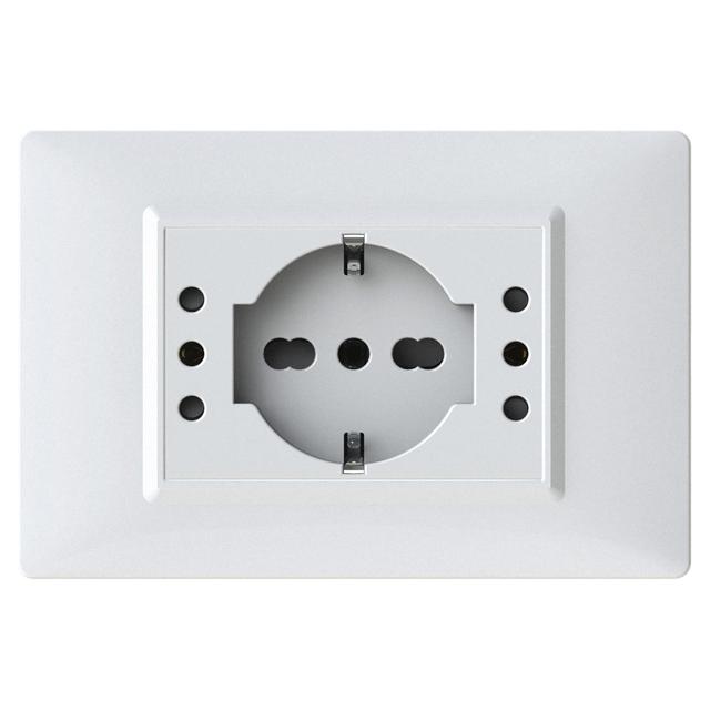 PRESA 4BOX MONOBLOCCO CON PLACCA BIANCA 2 PRESE 10A 1 PRESA SCHUKO COMPATIBILE CON VIMAR PLANA | Tecnomat PRESA 4BOX MONOBLOCCO CON PLACCA BIANCA 2 PRESE 10A 1 PRESA SCHUKO COMPATIBILE CON VIMAR PLANA | Tecnomat