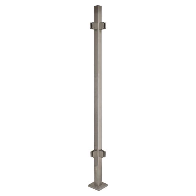 MONTANTE ANCORAGGIO A PAVIMENTO INOX 316 40x40x1000 mm CON 4 PINZE FERMAVETRO 90° | Tecnomat MONTANTE ANCORAGGIO A PAVIMENTO INOX 316 40x40x1000 mm CON 4 PINZE FERMAVETRO 90° | Tecnomat