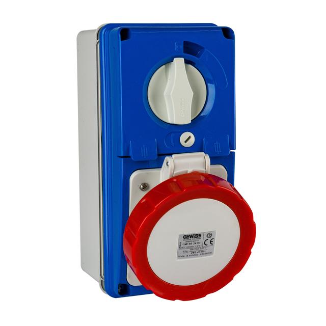 PRESA DA PARETE INTERBLOCCATA GEWISS 66242N 3P+N+T 32A 400/415V 6H IP67 CON FUSIBILI | Tecnomat PRESA DA PARETE INTERBLOCCATA GEWISS 66242N 3P+N+T 32A 400/415V 6H IP67 CON FUSIBILI | Tecnomat