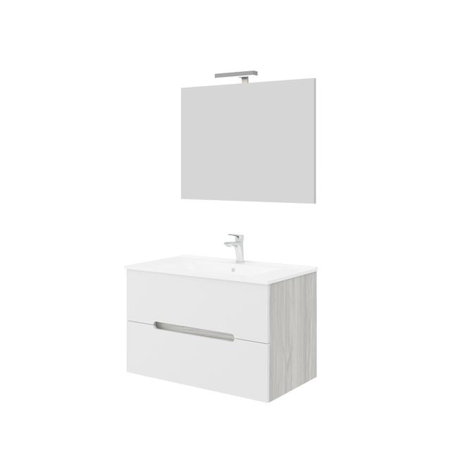 MOBILE IRIS 2CASSETTI 80x53x46cm ROVERE GRIGIO/BIANCO LAVABO CERAMICA SPECCHIO FILO LUCE | Tecnomat MOBILE IRIS 2CASSETTI 80x53x46cm ROVERE GRIGIO/BIANCO LAVABO CERAMICA SPECCHIO FILO LUCE | Tecnomat