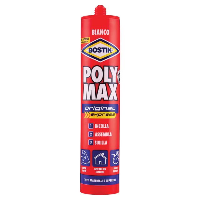 ADESIVO POLYMAX ORIGINAL BOSTIK 425 g EXPRESS BIANCO INCOLLA E SIGILLA TUTTI I MATERIALI | Tecnomat ADESIVO POLYMAX ORIGINAL BOSTIK 425 g EXPRESS BIANCO INCOLLA E SIGILLA TUTTI I MATERIALI | Tecnomat