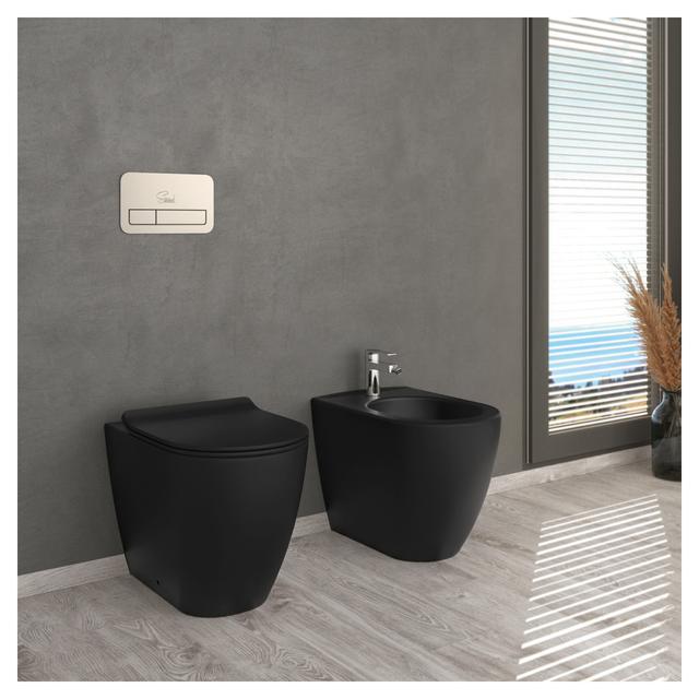VASO SERIE AMSTERDAM FILO MURO A TERRA SCARICO MULTIPLO IN CERAMICA NERO OPACO | Tecnomat VASO SERIE AMSTERDAM FILO MURO A TERRA SCARICO MULTIPLO IN CERAMICA NERO OPACO | Tecnomat