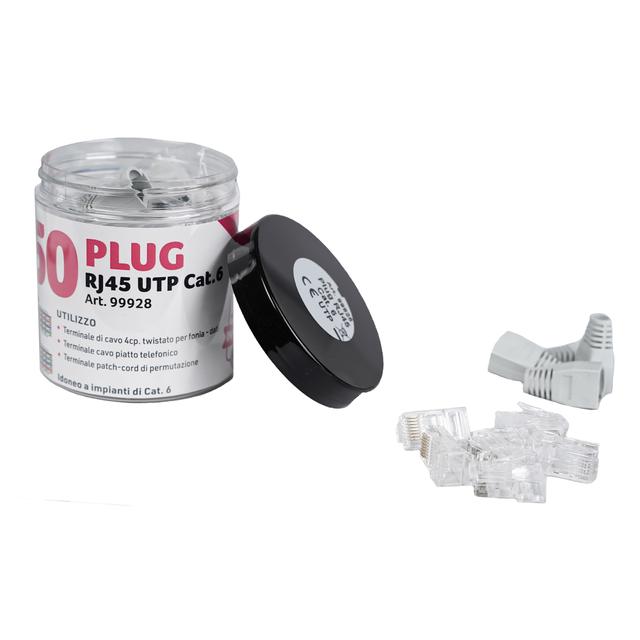 50 PLUG RJ45 FANTON CAT6 CON 10 COPRIPLUG DORATURA CONTATTI 50 µm | Tecnomat 50 PLUG RJ45 FANTON CAT6 CON 10 COPRIPLUG DORATURA CONTATTI 50 µm - 2 | Tecnomat