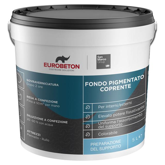 FONDO PIGMENTATO EUROBETON 5 l BIANCO COPRENTE INTERNO ESTERNO 8-10 m²/l CON UNA MANO | Tecnomat FONDO PIGMENTATO EUROBETON 5 l BIANCO COPRENTE INTERNO ESTERNO 8-10 m²/l CON UNA MANO | Tecnomat