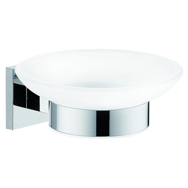 PORTASAPONE SERIE AXIS IN ACCIAIO CROMO CON BICCHIERE IN VETRO FISSAGGIO CON VITE O COLLA | Tecnomat PORTASAPONE SERIE AXIS IN ACCIAIO CROMO CON BICCHIERE IN VETRO FISSAGGIO CON VITE O COLLA - 2 | Tecnomat