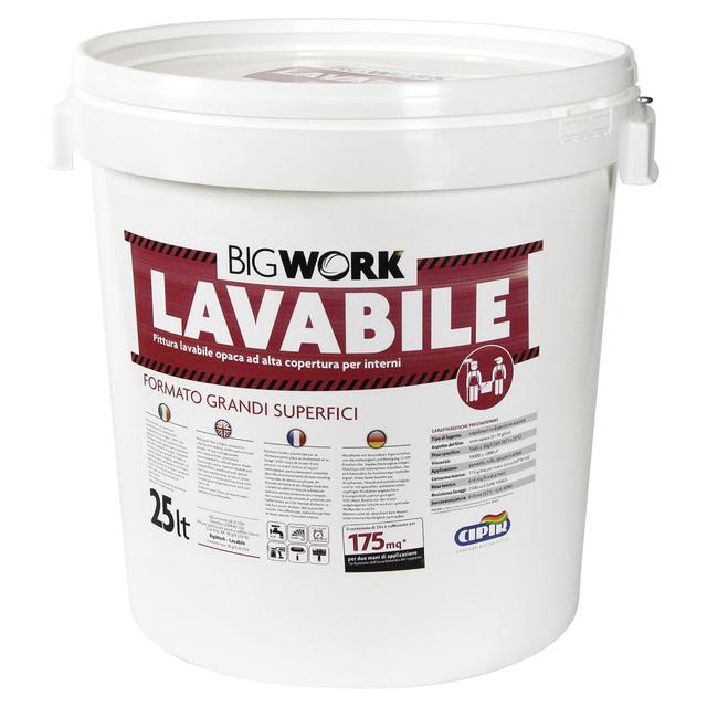 IDROPITTURA LAVABILE BIGWORK CIPIR 25 l BIANCA PER INTERNO 6-8 m² CON 1 l A 2 MANI | Tecnomat IDROPITTURA LAVABILE BIGWORK CIPIR 25 l BIANCA PER INTERNO 6-8 m² CON 1 l A 2 MANI | Tecnomat