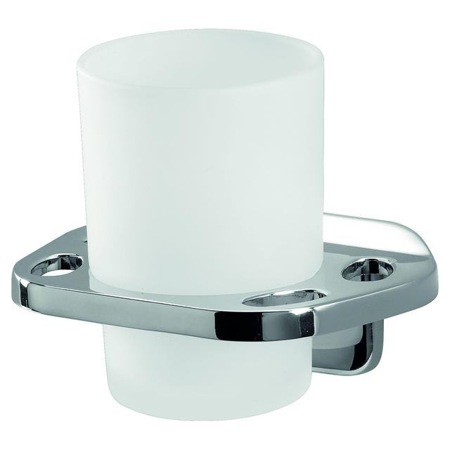 PORTA SPAZZOLINO SERIE K2 IN METALLO CROMATO CON BICCHIERE IN VETRO FISSAGGIO A MURO | Tecnomat PORTA SPAZZOLINO SERIE K2 IN METALLO CROMATO CON BICCHIERE IN VETRO FISSAGGIO A MURO - 2 | Tecnomat