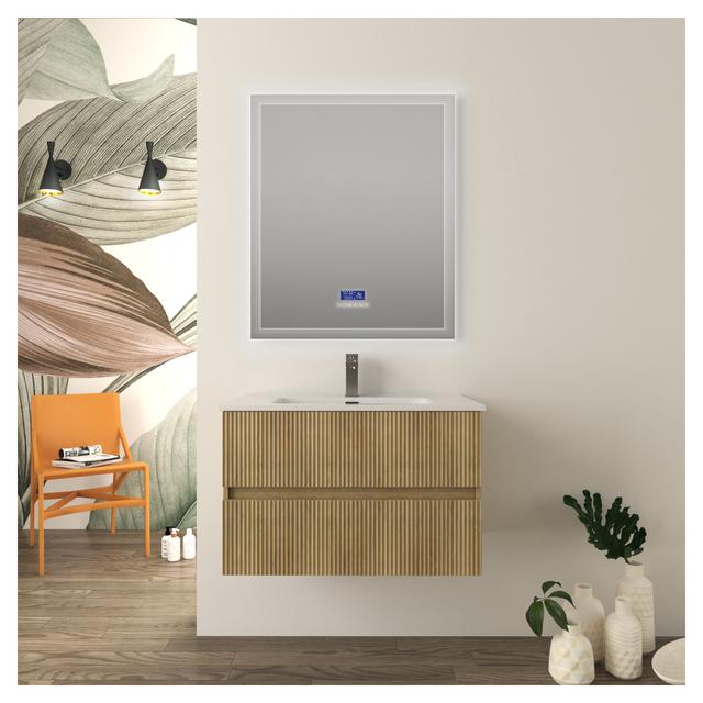 BASE PLAVABO STYLE 2 CASSETTI CANNETTATO ROVERE MDF RIVESTITO PVC LAVABO CERAMICA 81x52x47cm | Tecnomat BASE PLAVABO STYLE 2 CASSETTI CANNETTATO ROVERE MDF RIVESTITO PVC LAVABO CERAMICA 81x52x47cm - 2 | Tecnomat