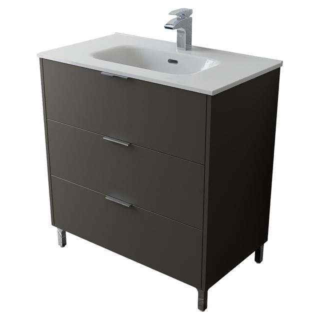 BASE CON LAVABO RIO ANTRACITE 3 CASSETTI 80x85x46 cm (LxHxP) SOFT CLOSE MANIGLIA ACCIAIO | Tecnomat BASE CON LAVABO RIO ANTRACITE 3 CASSETTI 80x85x46 cm (LxHxP) SOFT CLOSE MANIGLIA ACCIAIO - 2 | Tecnomat