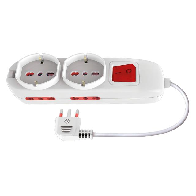 MULTIPRESA ECOVA 2 PRESE 2P+T BIPASSO/ SCHUKO + 4 USCITE 2P+T BIPASSO COLORE BIANCO | Tecnomat MULTIPRESA ECOVA 2 PRESE 2P+T BIPASSO/ SCHUKO + 4 USCITE 2P+T BIPASSO COLORE BIANCO | Tecnomat