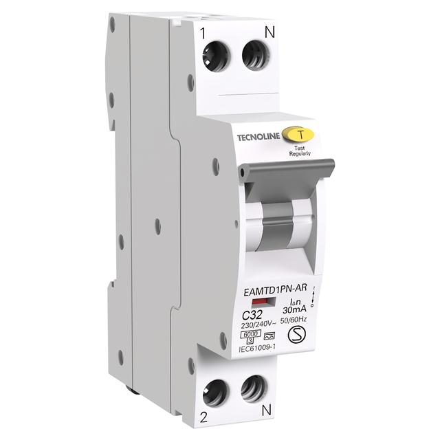 INTERRUTTORE MAGNETOTERMICO TECNOLINE DIFFERENZIALE 1P+N 32A 30mA 6KA 1 MODULO | Tecnomat INTERRUTTORE MAGNETOTERMICO TECNOLINE DIFFERENZIALE 1P+N 32A 30mA 6KA 1 MODULO - 2 | Tecnomat