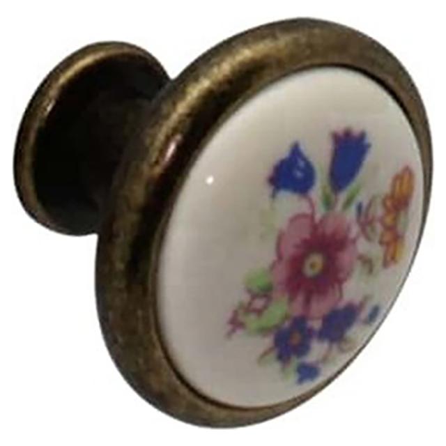 POMOLO PORCELLANA CAPPUCCINO OTTONE ANTICO CON DISEGNO Ø 32 mm | Tecnomat POMOLO PORCELLANA CAPPUCCINO OTTONE ANTICO CON DISEGNO Ø 32 mm - 2 | Tecnomat