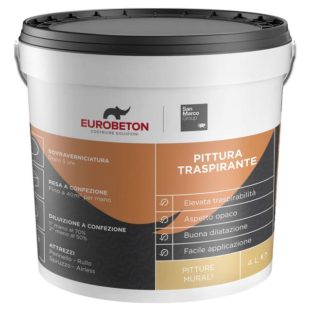 PITTURA TRASPIRANTE EUROBETON SMARCO 4 l BIANCO 4-5 m² CON 1 l A 2 MANI | Tecnomat PITTURA TRASPIRANTE EUROBETON SMARCO 4 l BIANCO 4-5 m² CON 1 l A 2 MANI | Tecnomat