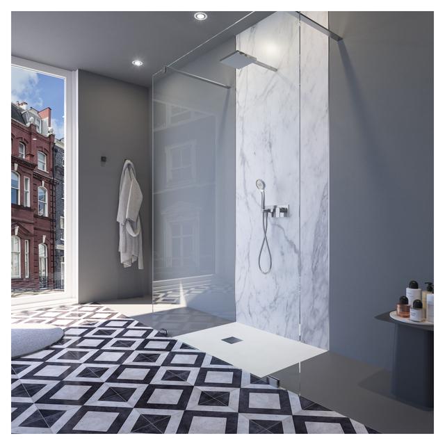 PIATTO DOCCIA EVEREST EFFETTO PIETRA IN MARMORESINA BIANCO 70x100 cm H 2,4 cm PILETTA Ø 90 mm | Tecnomat PIATTO DOCCIA EVEREST EFFETTO PIETRA IN MARMORESINA BIANCO 70x100 cm H 2,4 cm PILETTA Ø 90 mm - 2 | Tecnomat