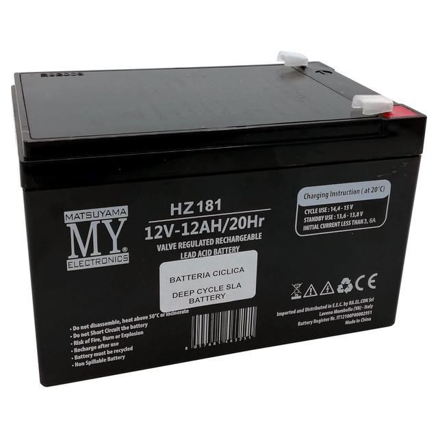 BATTERIA RICARICABILE PIOMBO 12V 12Ah CICLICA 151x98x95mm MATSUYAMA FASTON 6,3 | Tecnomat BATTERIA RICARICABILE PIOMBO 12V 12Ah CICLICA 151x98x95mm MATSUYAMA FASTON 6,3 - 2 | Tecnomat