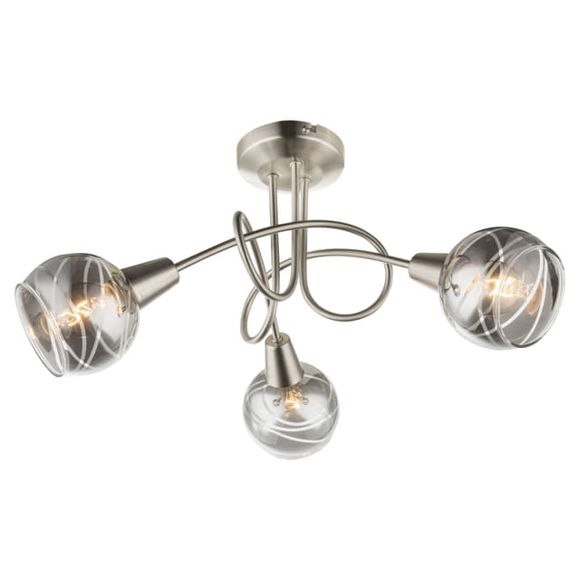 PLAFONIERA 3 LUCI SOSPIRO 3xE14 NICKEL MATT VETRO FUME' LAMPADINA 4W 400 lumen 3000K INCLUSA | Tecnomat PLAFONIERA 3 LUCI SOSPIRO 3xE14 NICKEL MATT VETRO FUME' LAMPADINA 4W 400 lumen 3000K INCLUSA - 2 | Tecnomat