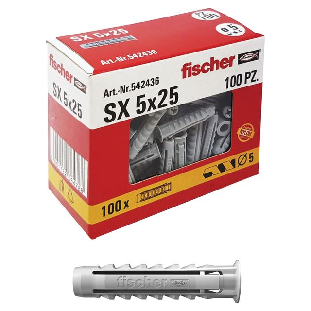 TASSELLI NYLON FISCHER SX 5x25 mm 100 PEZZI | Tecnomat TASSELLI NYLON FISCHER SX 5x25 mm 100 PEZZI | Tecnomat