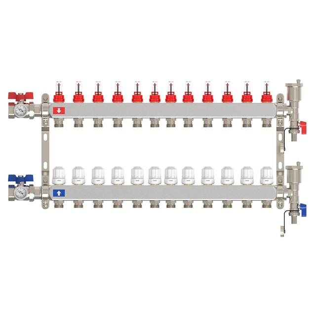COLLETTORE PREMONTATO TECOM INOX 304 PER IMPIANTO RADIANTE INGRESSO 1'' 12 VIE 3/4'' EUROKONO | Tecnomat COLLETTORE PREMONTATO TECOM INOX 304 PER IMPIANTO RADIANTE INGRESSO 1'' 12 VIE 3/4'' EUROKONO | Tecnomat