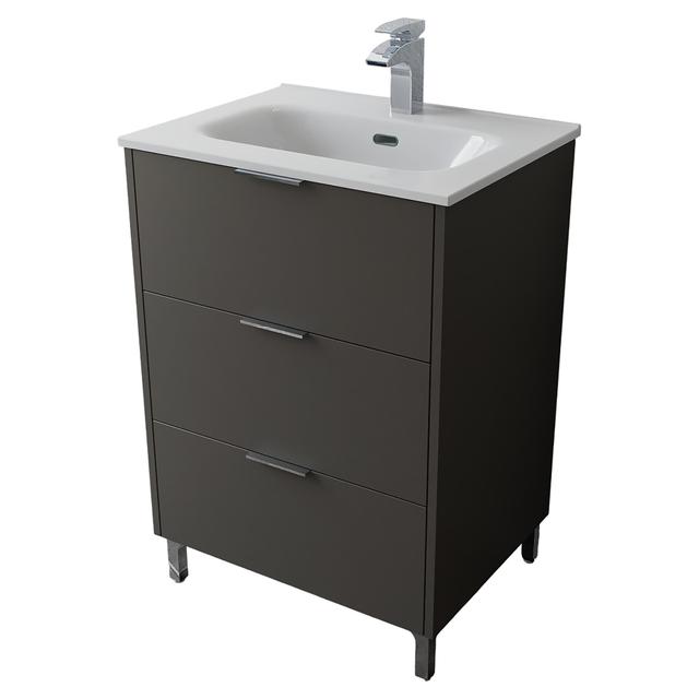 BASE CON LAVABO RIO ANTRACITE 3 CASSETTI 60x85x46 cm (LxHxP) SOFT CLOSE MANIGLIA ACCIAIO | Tecnomat BASE CON LAVABO RIO ANTRACITE 3 CASSETTI 60x85x46 cm (LxHxP) SOFT CLOSE MANIGLIA ACCIAIO - 2 | Tecnomat