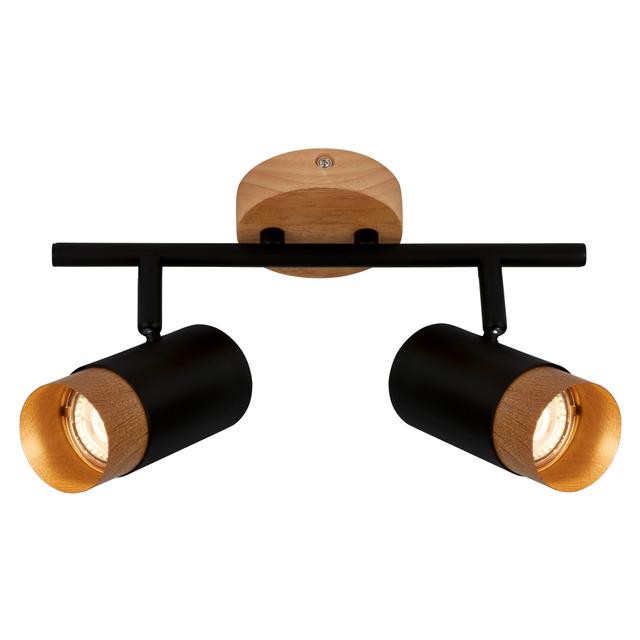 BARRA BRILONER PLEK 2 LUCI 2xGU10 FINO 9W METALLO NERO E LEGNO ORIENTABILE | Tecnomat BARRA BRILONER PLEK 2 LUCI 2xGU10 FINO 9W METALLO NERO E LEGNO ORIENTABILE - 2 | Tecnomat