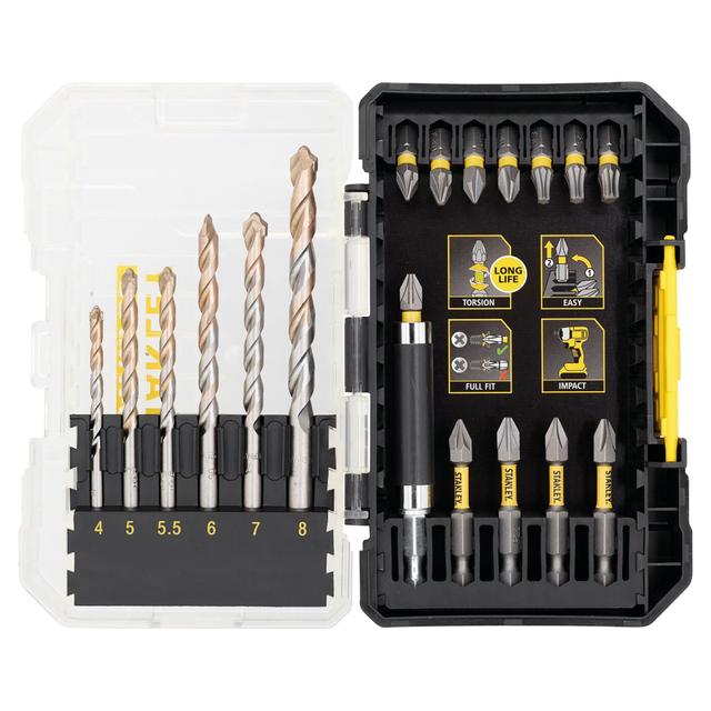 SET 19 PEZZI STANLEY PER FORARE E AVVITARE 6 PUNTE MURO 12 INSERTI 1 PORTA INSERTI | Tecnomat SET 19 PEZZI STANLEY PER FORARE E AVVITARE 6 PUNTE MURO 12 INSERTI 1 PORTA INSERTI | Tecnomat