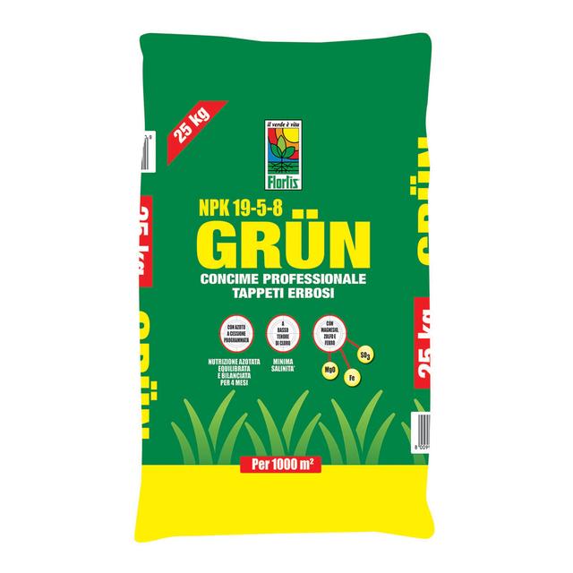 CONCIME PRATO-GIARDINO GRANULARE GRUN CESSIONE PROGRAMMATA NPK 19.5.8+MgO+Fe 25 kg FLORTIS | Tecnomat CONCIME PRATO-GIARDINO GRANULARE GRUN CESSIONE PROGRAMMATA NPK 19.5.8+MgO+Fe 25 kg FLORTIS | Tecnomat
