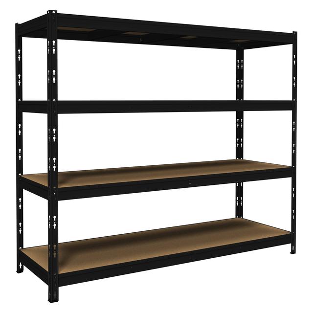 SCAFFALE LEGNO/METALLO 4 RIPIANI 450 kg NERO AD INCASTRO 210x180x70 cm (LxHxP) | Tecnomat SCAFFALE LEGNO/METALLO 4 RIPIANI 450 kg NERO AD INCASTRO 210x180x70 cm (LxHxP) - 2 | Tecnomat