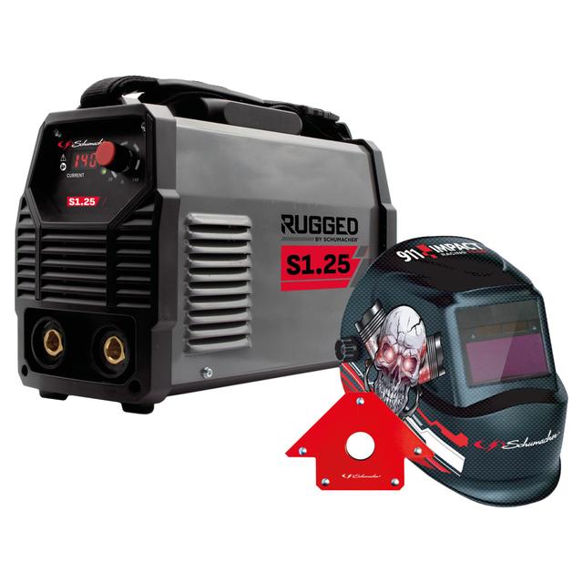 SALDATRICE INVERTER SCHUMACHER S1.25 130 A CON CASCO E POSIZIONATORE MAGNETICO | Tecnomat SALDATRICE INVERTER SCHUMACHER S1.25 130 A CON CASCO E POSIZIONATORE MAGNETICO | Tecnomat