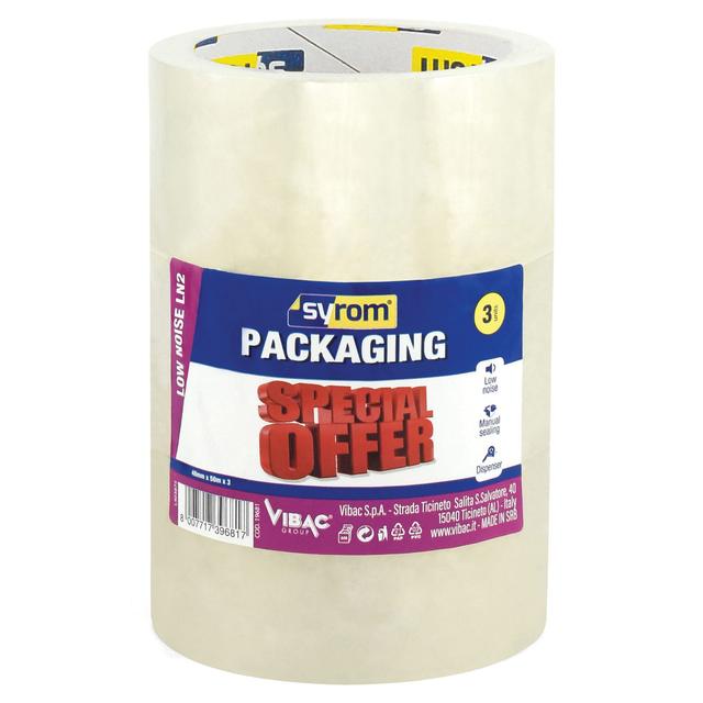 KIT 3 NASTRI IMBALLO TRASPARENTE SYROM H 50 mm x L 50 m | Tecnomat KIT 3 NASTRI IMBALLO TRASPARENTE SYROM H 50 mm x L 50 m | Tecnomat