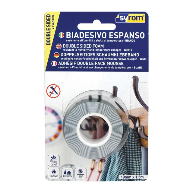 NASTRO BIADESIVO FOAM FISSAFORTE SYROM H 19 mm x L 1,5 m A FORTE PRESA | Tecnomat NASTRO BIADESIVO FOAM FISSAFORTE SYROM H 19 mm x L 1,5 m A FORTE PRESA | Tecnomat