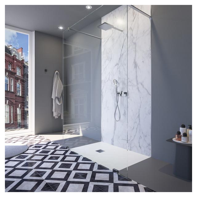 PIATTO DOCCIA EVEREST EFFETTO PIETRA IN MARMORESINA BIANCO 80x120 cm H 2,4 cm PILETTA Ø 90 mm | Tecnomat PIATTO DOCCIA EVEREST EFFETTO PIETRA IN MARMORESINA BIANCO 80x120 cm H 2,4 cm PILETTA Ø 90 mm - 2 | Tecnomat