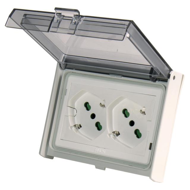 CONTENITORE FANTON 2 PRESE UNIVERSALI 2P+T 16A IP55 CON SCATOLA DA PARETE | Tecnomat CONTENITORE FANTON 2 PRESE UNIVERSALI 2P+T 16A IP55 CON SCATOLA DA PARETE | Tecnomat