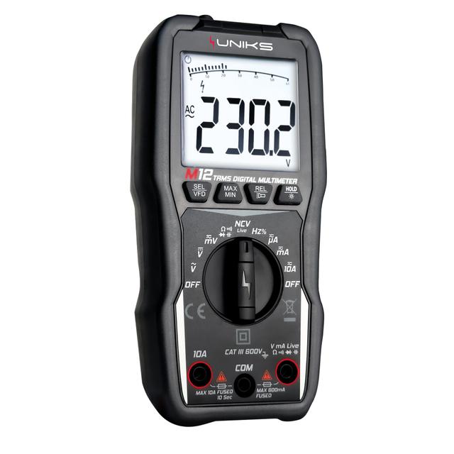 MULTIMETRO DIGITALE UNIKS M12 TRMS CON AUTORANGE 10A/600V AC/DC | Tecnomat MULTIMETRO DIGITALE UNIKS M12 TRMS CON AUTORANGE 10A/600V AC/DC - 2 | Tecnomat