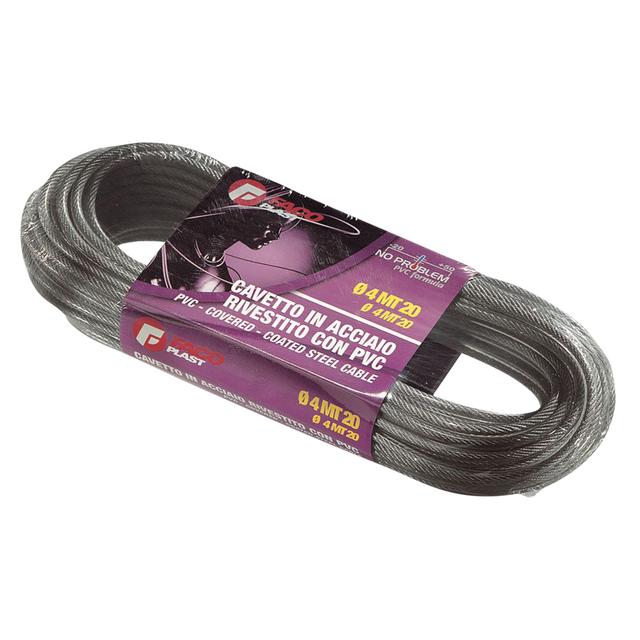 CAVO ACCIAIO ZINCATO FA.CO.PLAST Ø 4 mm 20 m RIVESTITO PVC TRASPARENTE | Tecnomat CAVO ACCIAIO ZINCATO FA.CO.PLAST Ø 4 mm 20 m RIVESTITO PVC TRASPARENTE | Tecnomat