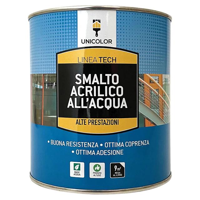 SMALTO ACQUA LUCIDO UNICOLOR NERO 0,75 l TUTTI I SUPPORTI 8-10 m² CON 1 l PRONTO USO | Tecnomat SMALTO ACQUA LUCIDO UNICOLOR NERO 0,75 l TUTTI I SUPPORTI 8-10 m² CON 1 l PRONTO USO | Tecnomat