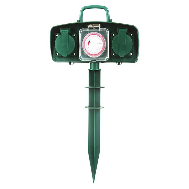 PICCHETTO DA GIARDINO CON 2 PRESE SCHUKO 16A E CAVO H05RRN-F 3G1,5 mmq IP44 CON TIMER | Tecnomat PICCHETTO DA GIARDINO CON 2 PRESE SCHUKO 16A E CAVO H05RRN-F 3G1,5 mmq IP44 CON TIMER | Tecnomat