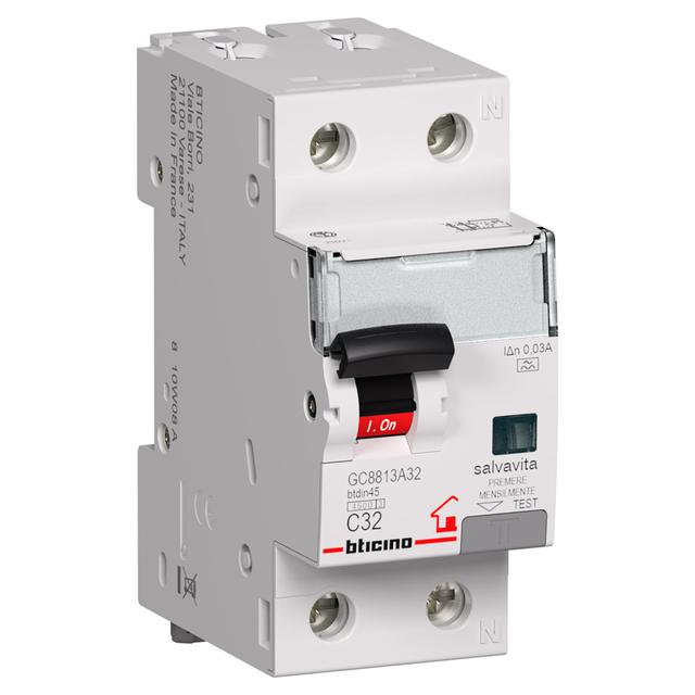 MAGNETOTERMICO DIFFERENZIALE 32A TIPO A 003 4,5KA BTICINO 2 MODULI GC8813A32 | Tecnomat MAGNETOTERMICO DIFFERENZIALE 32A TIPO A 003 4,5KA BTICINO 2 MODULI GC8813A32 - 2 | Tecnomat